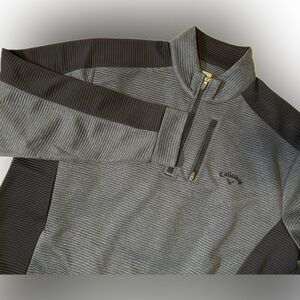 Callaway Pullover‎ 1/4 Zip Two Tone Blue Ribbed Long Sleeve Sweater - XL